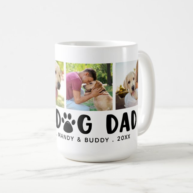 Modern BÄST PAPPA 4-fotosamlingspa för HUND Kaffemugg (Framsida höger)