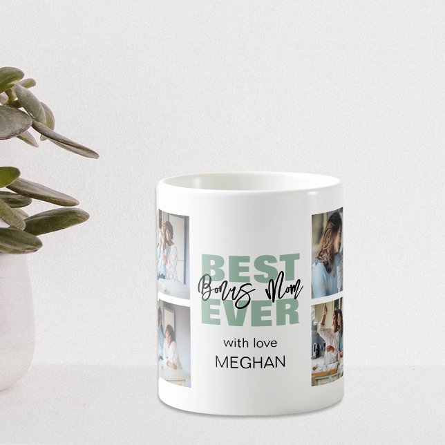 Modern Bästa Bonusmamma Någonsin | Fotokollage Kaffemugg (Skapare uppladdad)