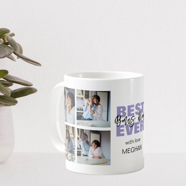 Modern Bästa Bonusmamma Någonsin | Fotokollage Kaffemugg (Skapare uppladdad)