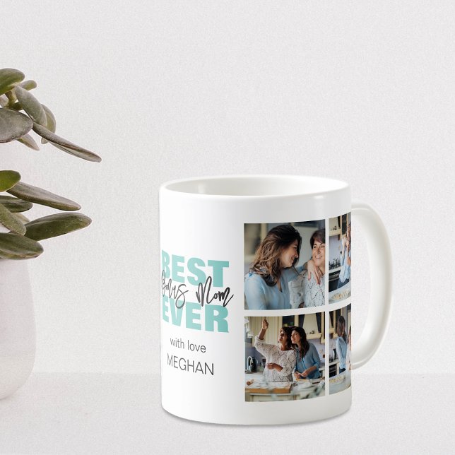 Modern Bästa Bonusmamma Någonsin | Fotokollage Kaffemugg (Skapare uppladdad)