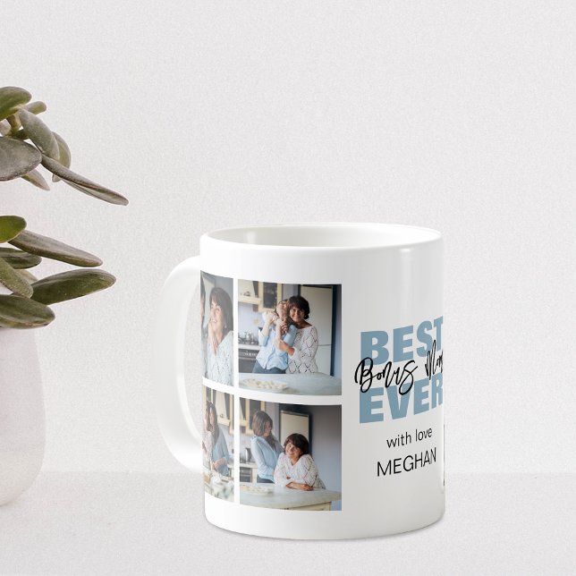 Modern Bästa Bonusmamma Någonsin | Fotokollage Kaffemugg (Skapare uppladdad)