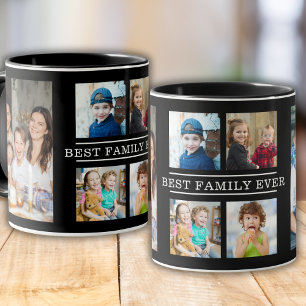 Modern Bästa familj någonsin 6 Photo Collage Black Mugg