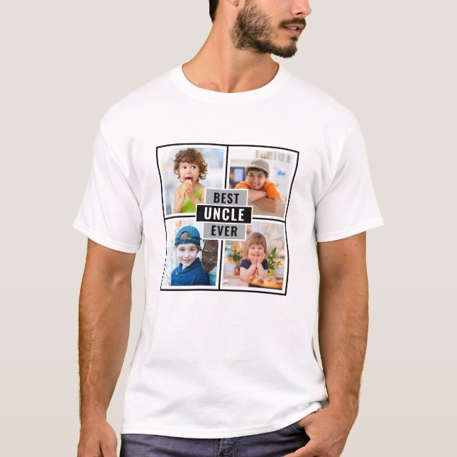Modern bästa farbror någonsin 4 Photo Collage T-Sh T Shirt (Framsida)