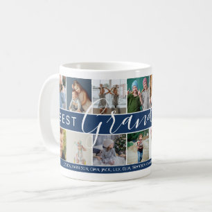 Modern Bästa farfar någonsin Fotokollage & Namn Kaffemugg