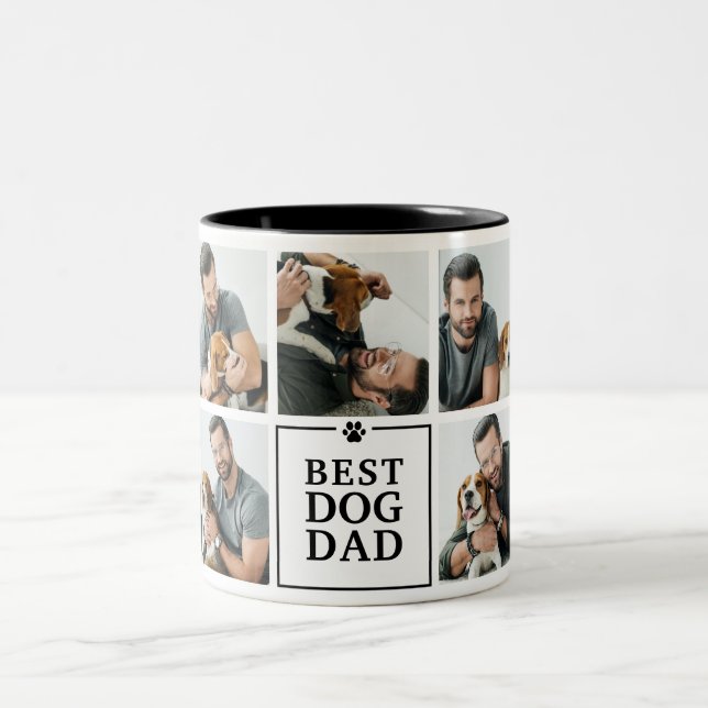 Modern bästa Hund 7-fotokollage Pappa Två-Tonad Mugg (Center)