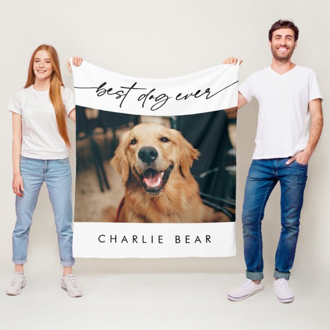 Modern Bästa Hund någonsin, handskrivet fotoskript Fleecefilt (På plats)