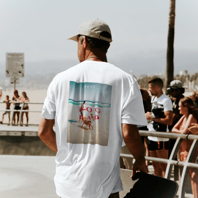 Modern bästa Hund-Pappa någonsin, eget foto-namn T Shirt (Best Dog Dad Ever Photo Back)