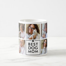 Modern Bästa Hundmamma 7-Foto Collage Kaffemugg