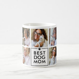 Modern Bästa Hundmamma 7-Foto Collage Kaffemugg
