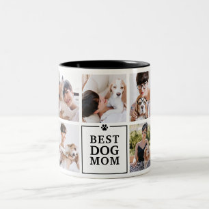 Modern Bästa Hundmamma 7-Foto Collage Två-Tonad Mugg