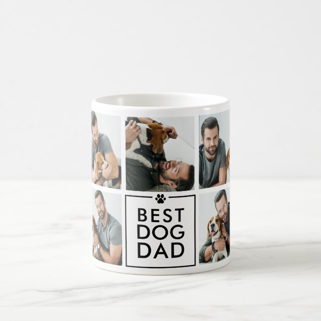 Modern Bästa Hundpappa 7-Foto Collage Kaffemugg (Center)
