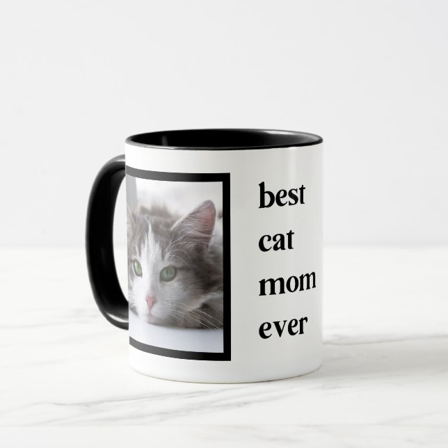 Modern Bästa Katt Mamma Någonsin Citat 2 Foto Mugg (Framsida vänster)