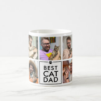 Modern Bästa Kattpappa 7-Foto Collage Kaffemugg