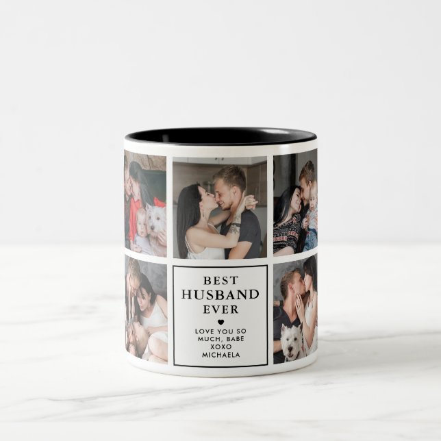 Modern bästa Make någonsin, 9-foto Två-Tonad Mugg (Center)
