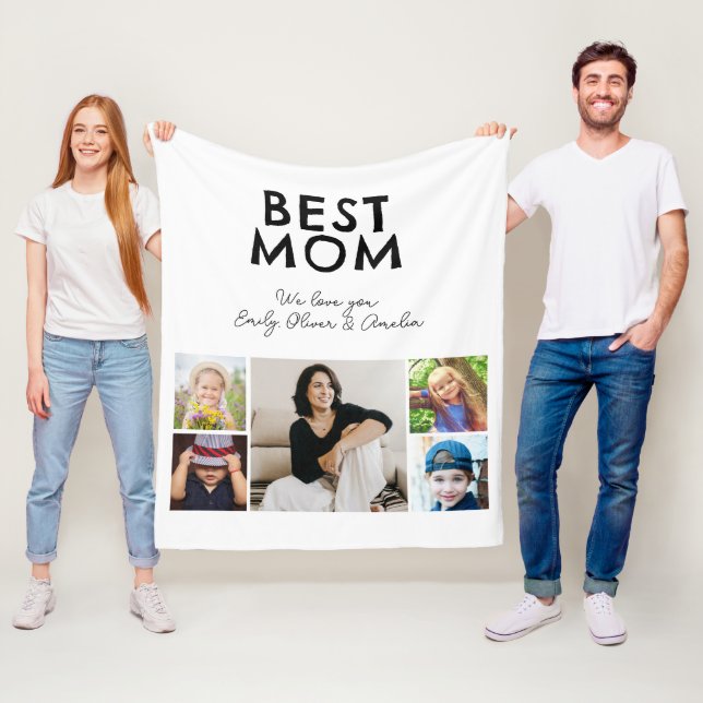 Modern bästa Mamma 4-barnfoto för fotopassage Keep Fleecefilt (På plats)