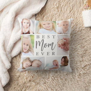 Modern BÄSTA MAMMA EVER 7 Photo Collage Anpassning Kudde