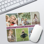 Modern bästa Mamma-fotosamling Musmatta<br><div class="desc">Modern 6-fotokollage på ett rutnät med mörk rosa rand i mitten som säger "bästa mamma i ord"-musmattan.</div>