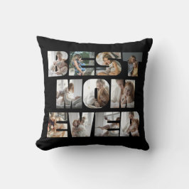 Modern bästa Mamma någonsin, 11 foton Collage Blac Kudde