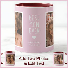 Modern bästa Mamma någonsin 2-fotonstext Rosa C52  Mugg