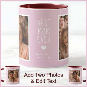 Modern bästa Mamma någonsin 2-fotonstext Rosa C52 Mugg
