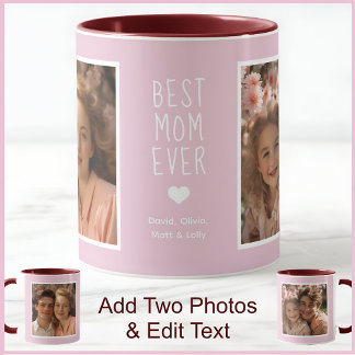 Modern bästa Mamma någonsin 2-fotonstext Rosa C52 Mugg