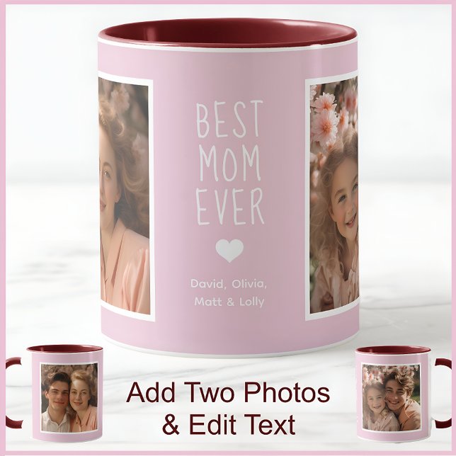 Modern bästa Mamma någonsin 2-fotonstext Rosa C52  Mugg (Skapare uppladdad)