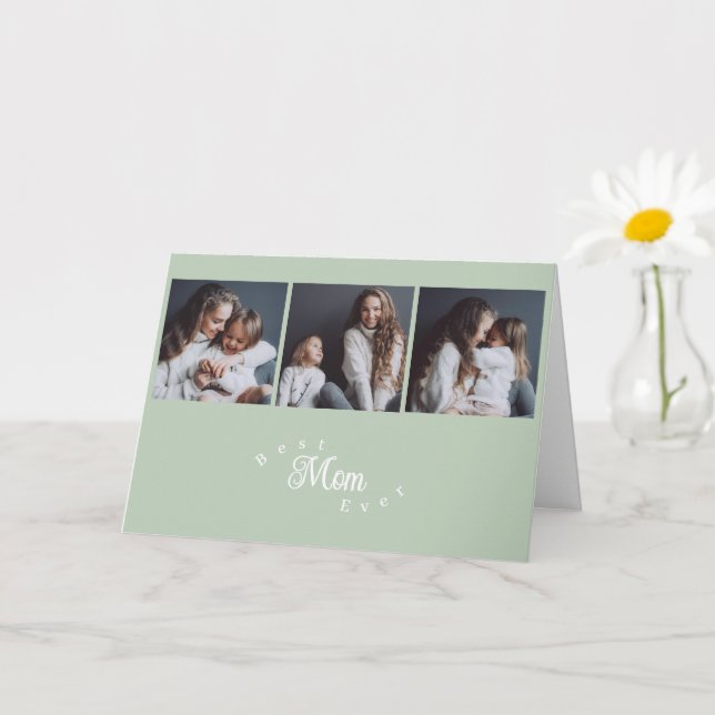 Modern Bästa Mamma Någonsin 3 Foto Mors Dag Kort (Liten växt)