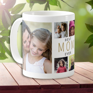 Modern Bästa mamma någonsin 6 Foto Collage Vit Kaffemugg