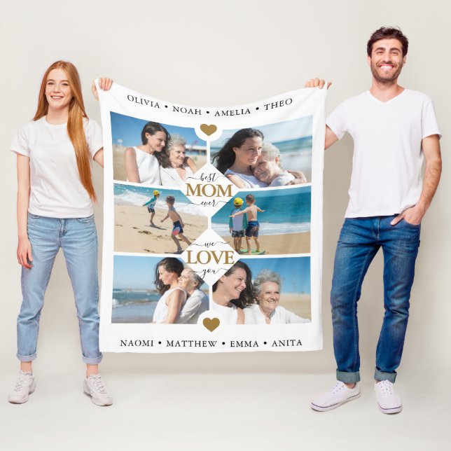 Modern Bästa Mamma någonsin-fotokollage Fleecefilt (På plats)