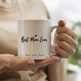 Modern Bästa Mamma någonsin & Kids Namn-skript med Kaffemugg
