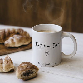 Modern Bästa Mamma någonsin & Kids Namn-skript med Kaffemugg