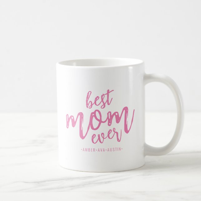 Modern bästa Mamma någonsin Mamma Kids Namn-skript Kaffemugg (Höger)