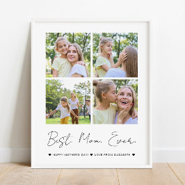 Modern Bästa Mamma någonsin Mors dag 4-fotokollage Poster