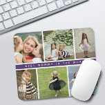 Modern bästa Mamma Photo Collage Lila Musmatta<br><div class="desc">Modern 6-fotokollage på ett rutnät med lila lavender rand i mitten som säger "bästa mamma i ord"-musmattan.</div>