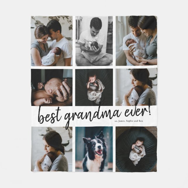Modern Bästa Mormor/Mormor Någonsin Foto Collage Fleecefilt (Framsidan)