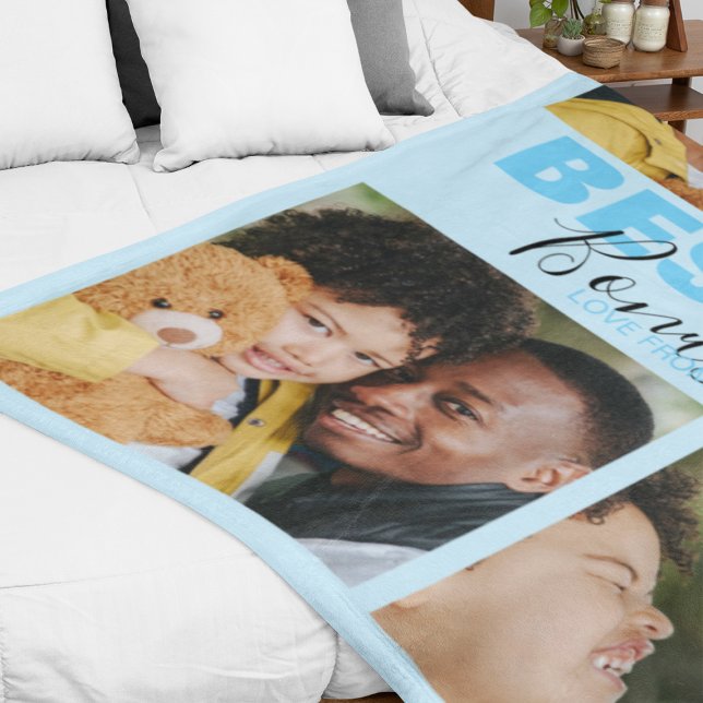 Modern Bästa någonsin Bonus Pappa | Photo Collage  Fleecefilt (Skapare uppladdad)