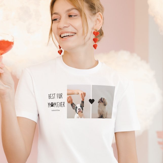 Modern bästa Päls Mamma | Hund Photo T Shirt (Skapare uppladdad)
