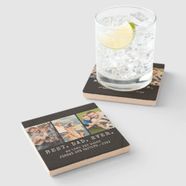 Modern BÄSTA PAPPA EVER 3 Foton Personlig Stenunderlägg