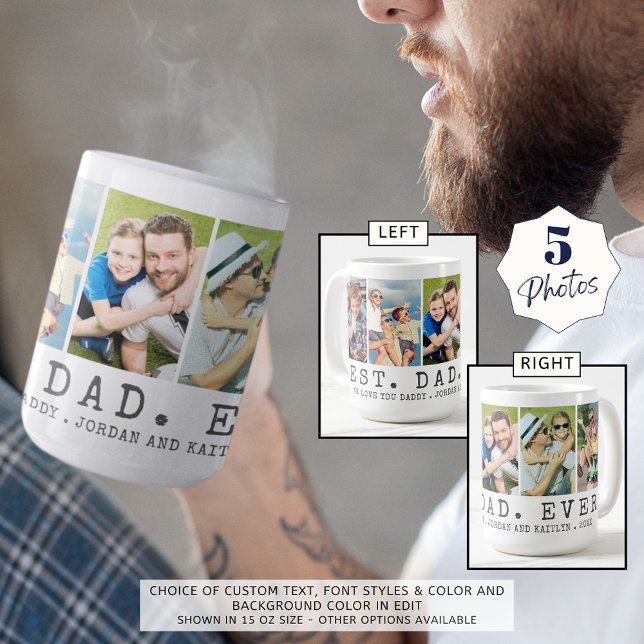 Modern BÄSTA PAPPA EVER 5 Foton Personlig Kaffemugg (Skapare uppladdad)