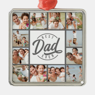 Modern bästa Pappa någonsin, 12 fotokollage Julgransprydnad Metall