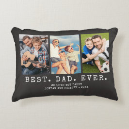 Modern BÄSTA PAPPA NÅGONSIN 3 Bilder Personlig Prydnadskudde
