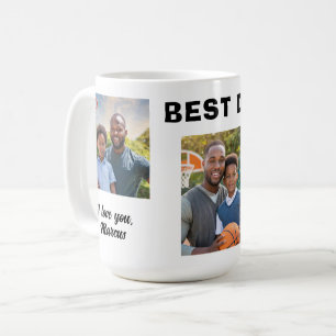 Modern Bästa Pappa Någonsin 3 Foto Collage Pappa Kaffemugg