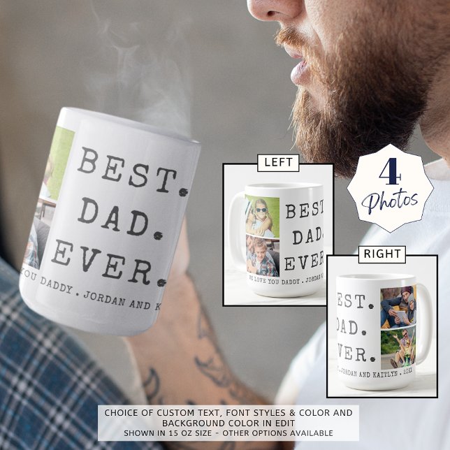 Modern BÄSTA PAPPA NÅGONSIN 4 Bilder Anpassad Kaffemugg (Skapare uppladdad)