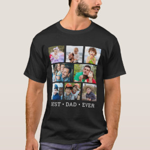 Modern Bästa Pappa Någonsin 8 Foto Collage Svart   T Shirt