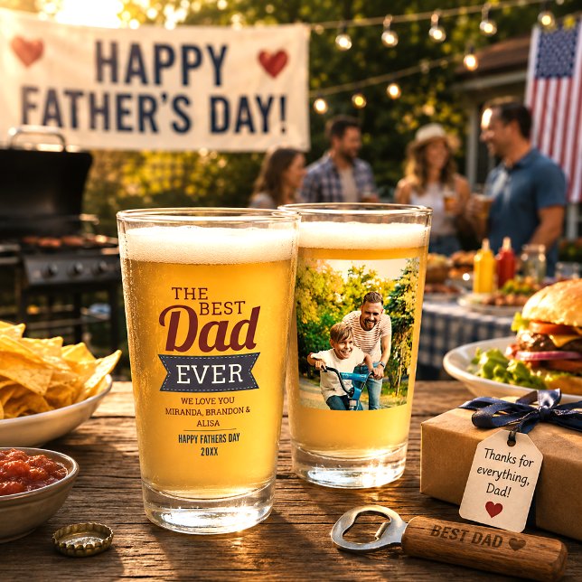 Modern Bästa Pappa Någonsin Fars Dag Foto Glas Kop (Skapare uppladdad)