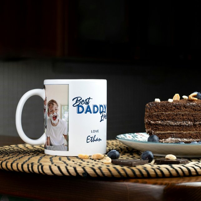 Modern Bästa pappa någonsin Foto Fars dag Kaffemugg (Easily personalize this Best Daddy Ever mug with your photos and name for a unique Father's Day gift)
