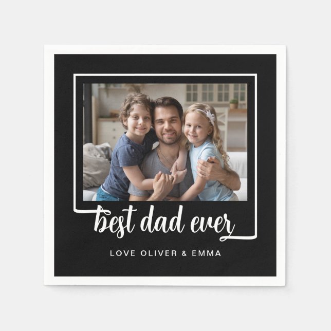 Modern Bästa Pappa Någonsin Foto Pappersservett (Framsidan)