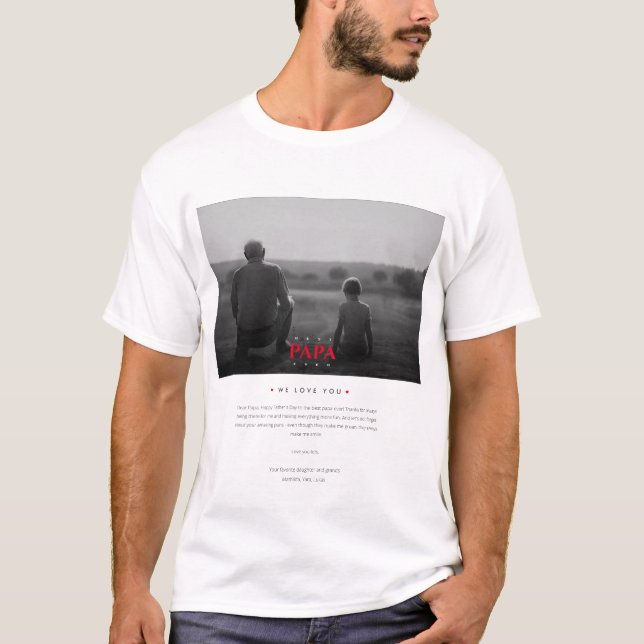 Modern Bästa Pappa någonsin Fotofunny Brev T Shirt (Framsida)