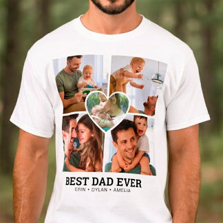 Modern Bästa Pappa Någonsin Personlig 5 Foto Colla T Shirt