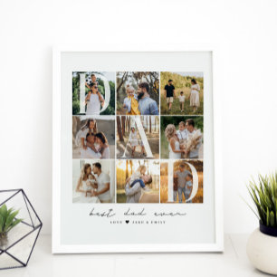 Modern bästa Pappa någonsin skript 9 Photo Grid Pa Poster
